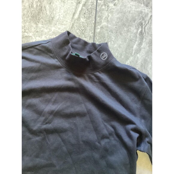 AG Green Label Shirt Mens Medium Black Mock Neck Long Sleeve Logo Pullover Knit - Picture 2 of 5